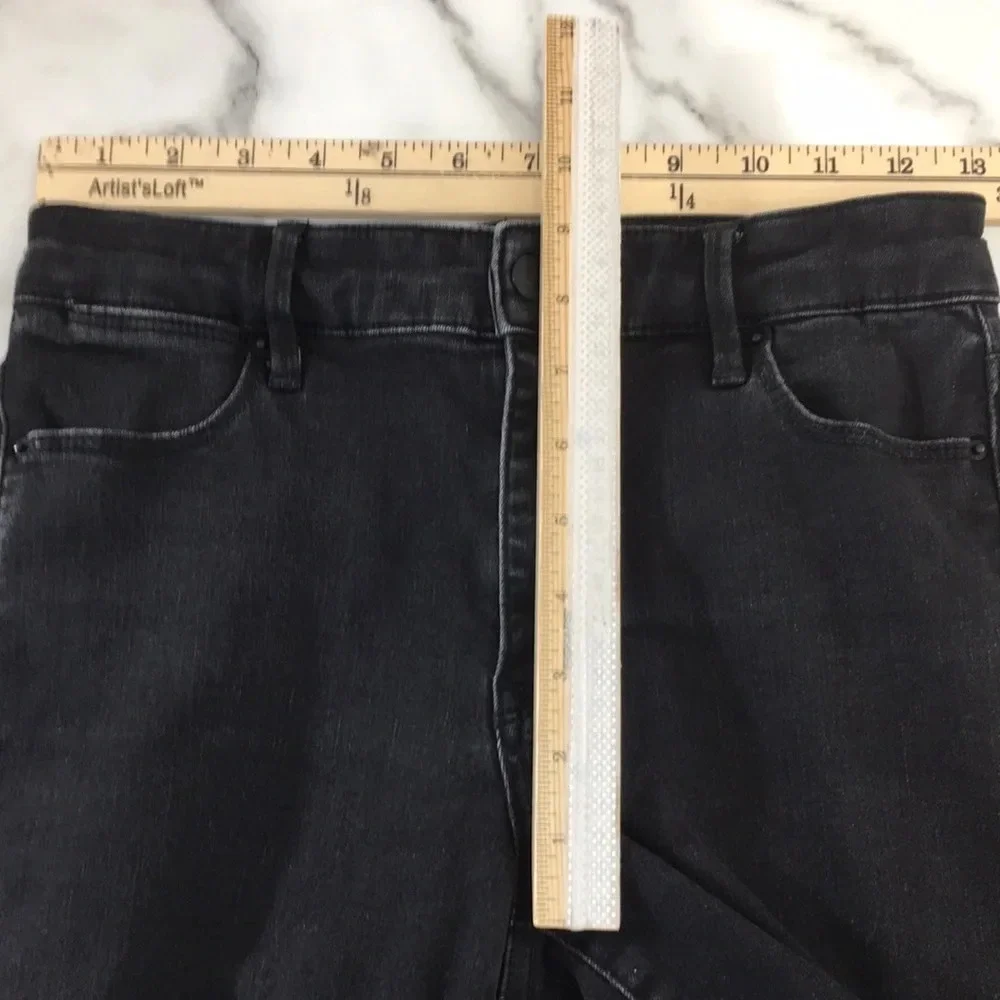 Club Monaco‎ High Rise Skinny Jeans Womens 26 Black Raw Hem Cotton Denim Ankle